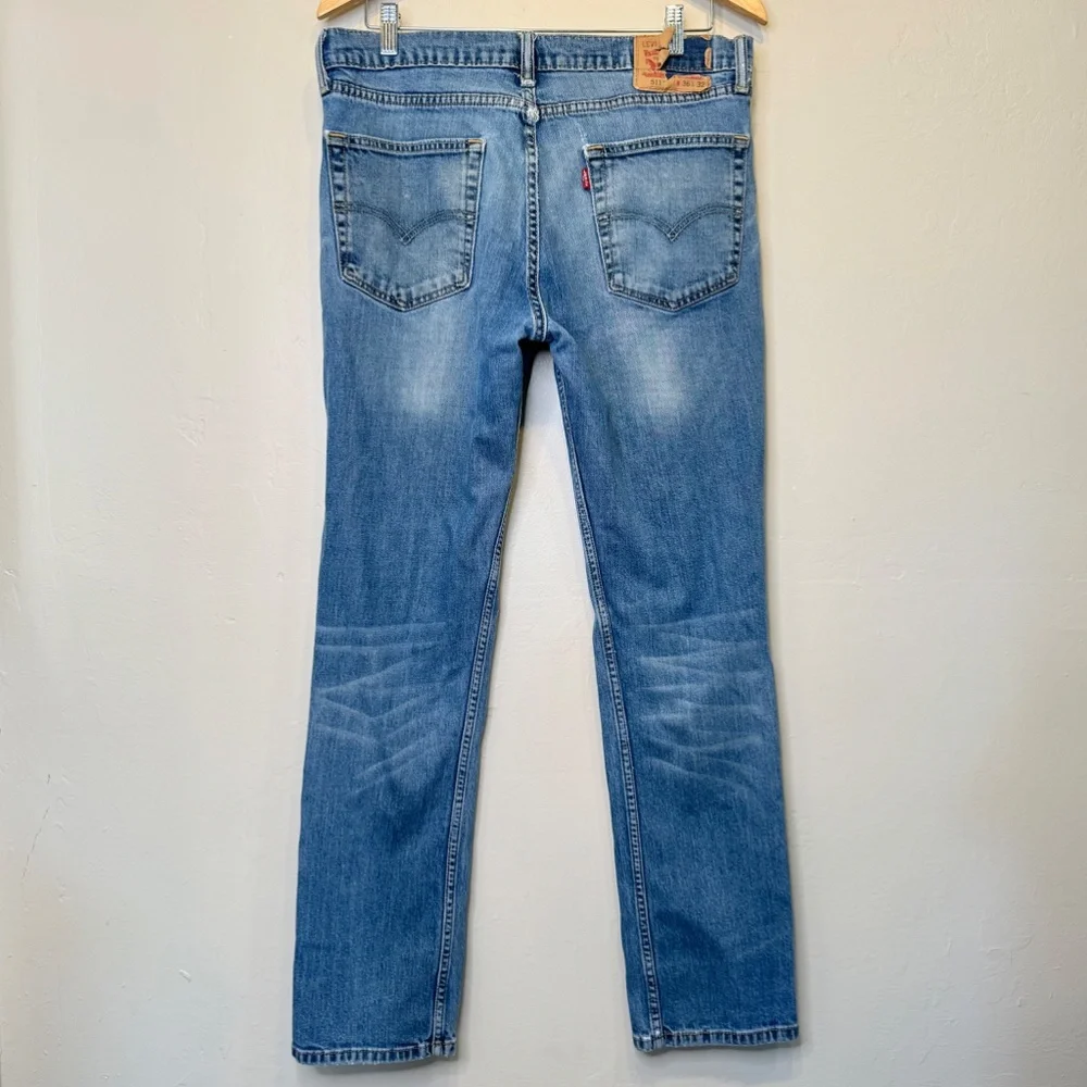 Levi’s 511 Perfect Medium Wash Thrashed Distressed High Rise Slim Tapered Jeans